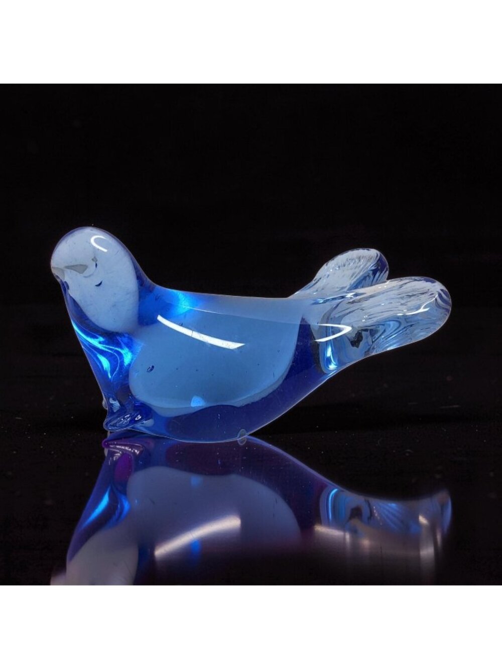Vintage Murano style Hand Blown Style Art Glass Blue Seal/Sea Lion Paperweight